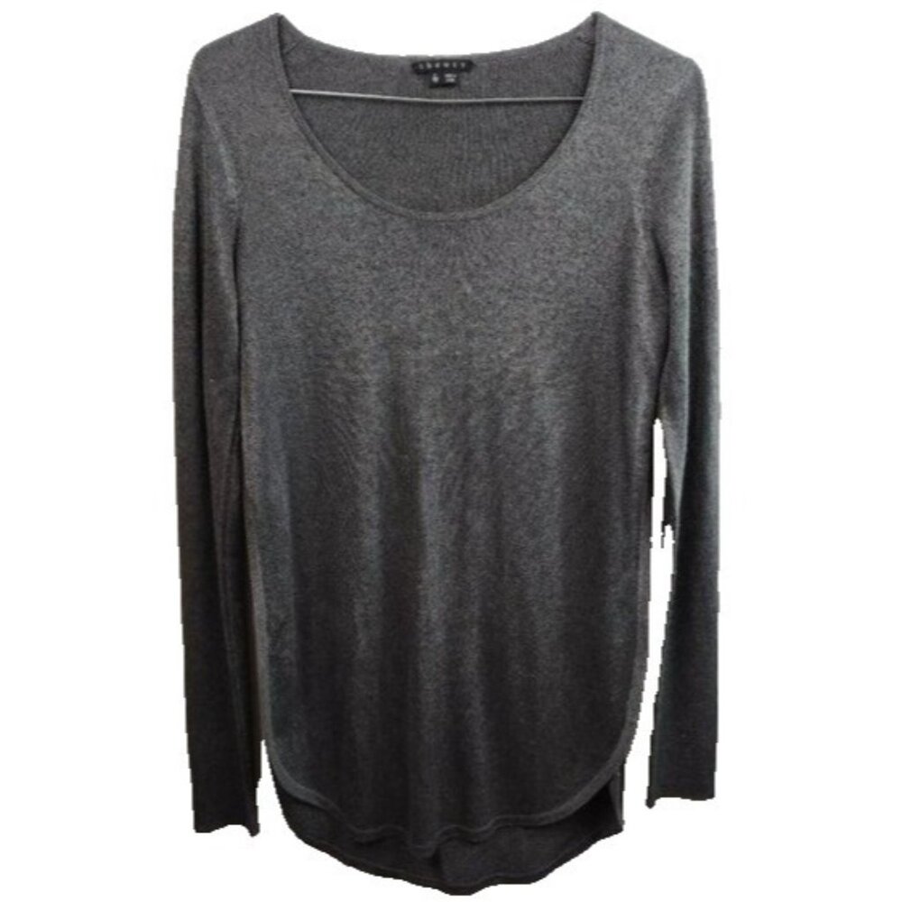 Theory Womens Sweate Size 0 Gray Wool Blend Side Vent Pullover Minimalist Luxury